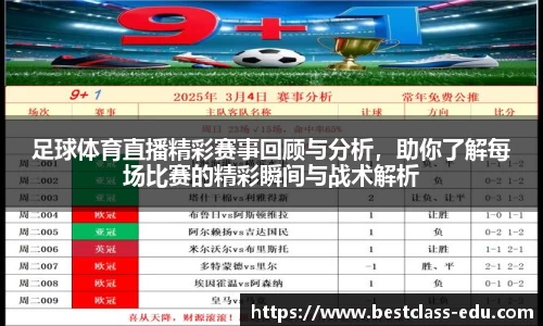 足球体育直播精彩赛事回顾与分析，助你了解每场比赛的精彩瞬间与战术解析